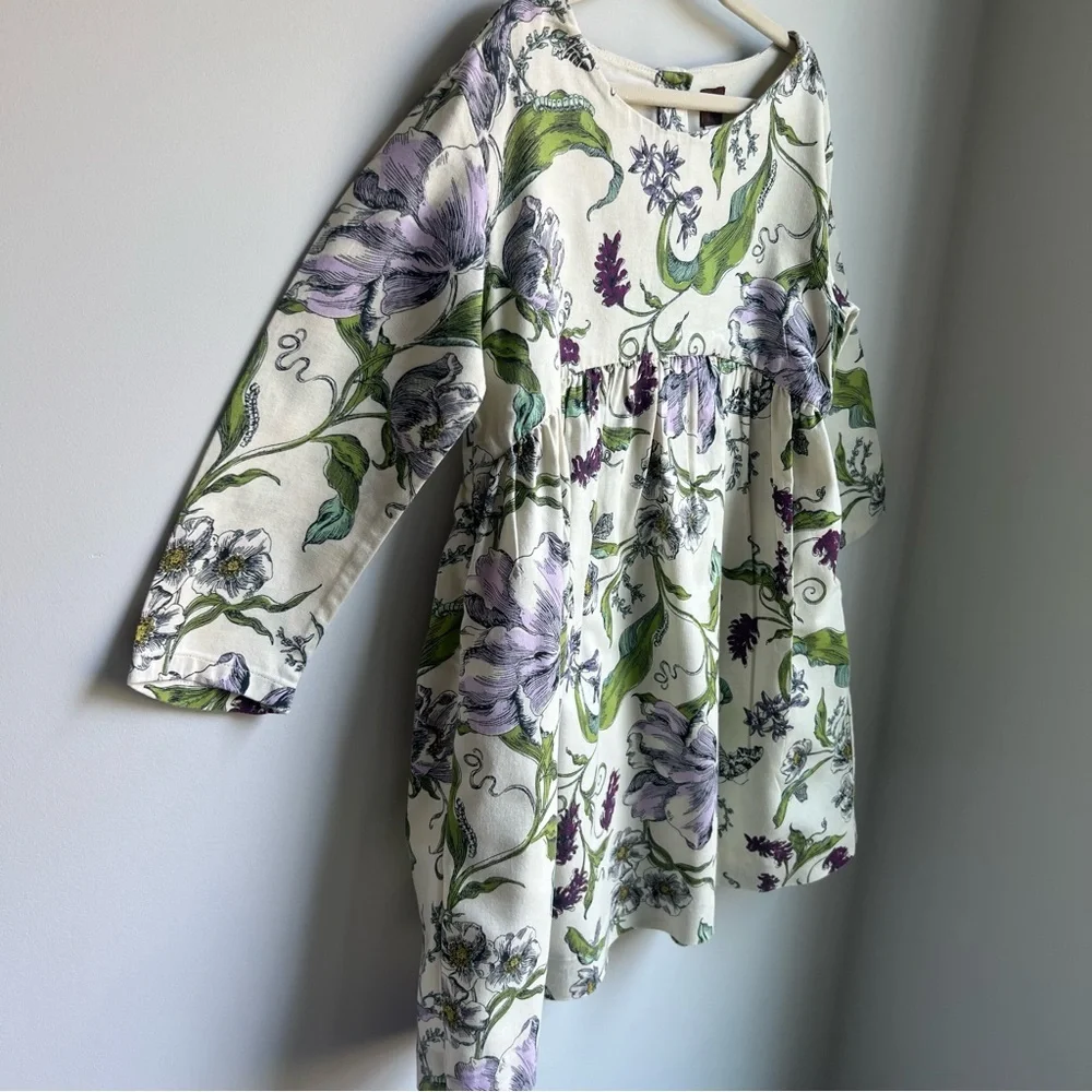 Tea Collection Green & Purple Floral Kid’s Dress - Size 6 - Picture 2 of 12